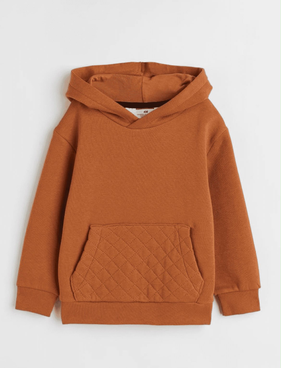 Orange hoodie with quilted front pocket