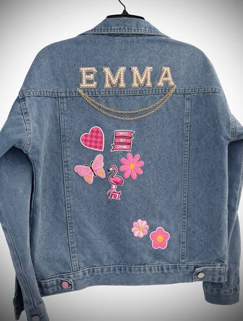 Denim jacket with custom back patches