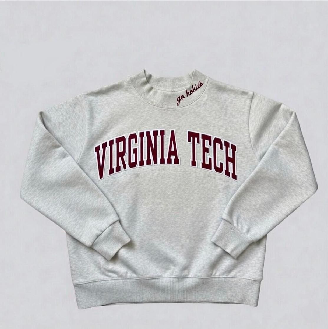 Grey long sleeve with crimson collegiate graphic