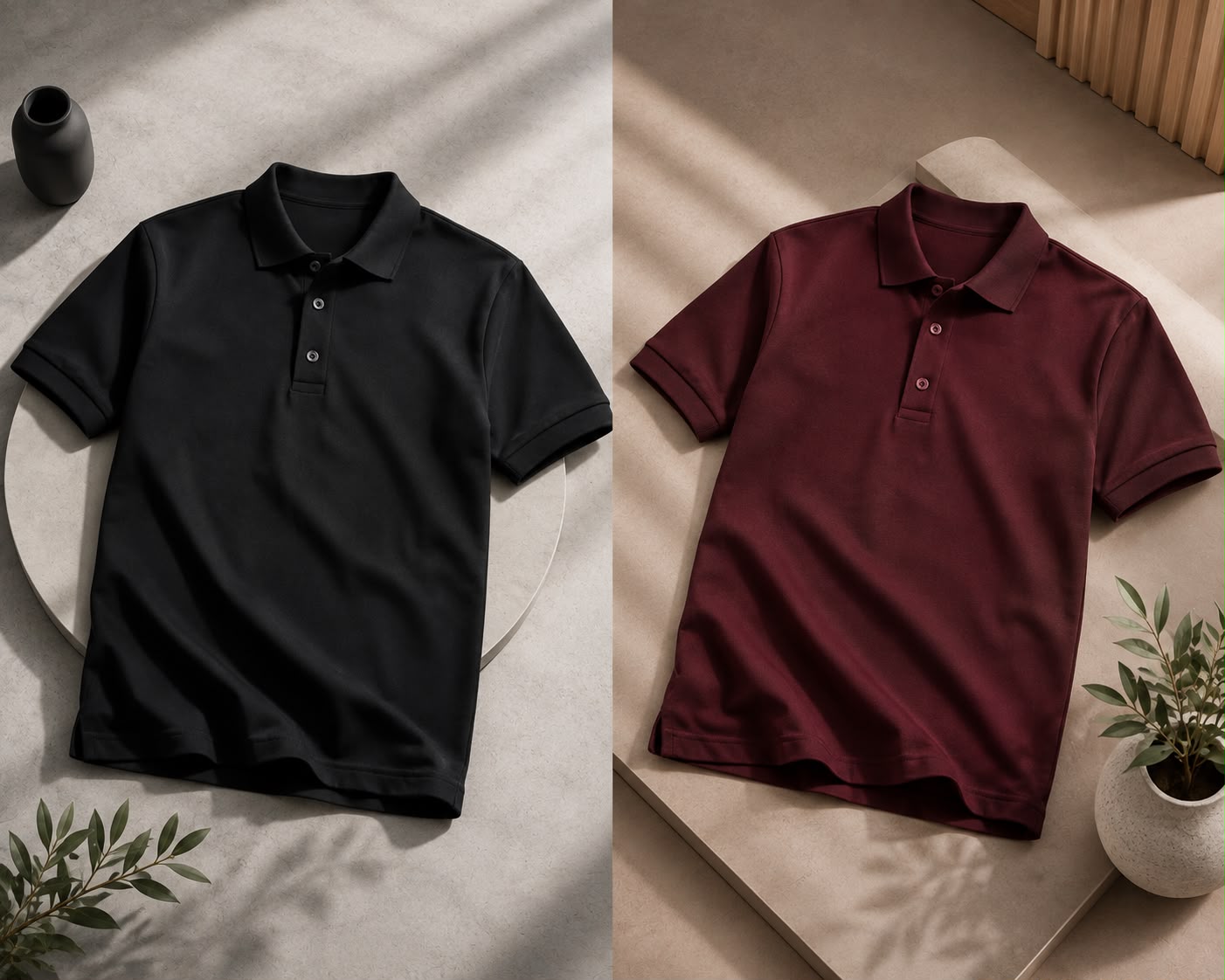 Black and burgundy premium polo shirts