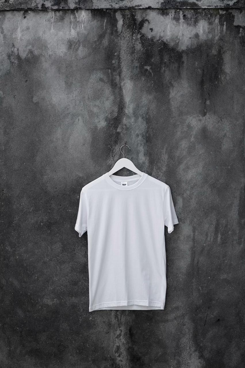 White premium T-shirt on a hanger